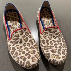 ROTHY'S Mocha Spot Animal Leopard Cheetah Slip On Loafer Flat Shoes Size 10 EUC