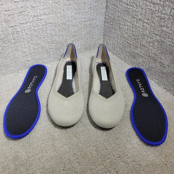 Rothys The Flat Beige Flax Birdseye Round Toe Slip on Shoes Multiple Sizes