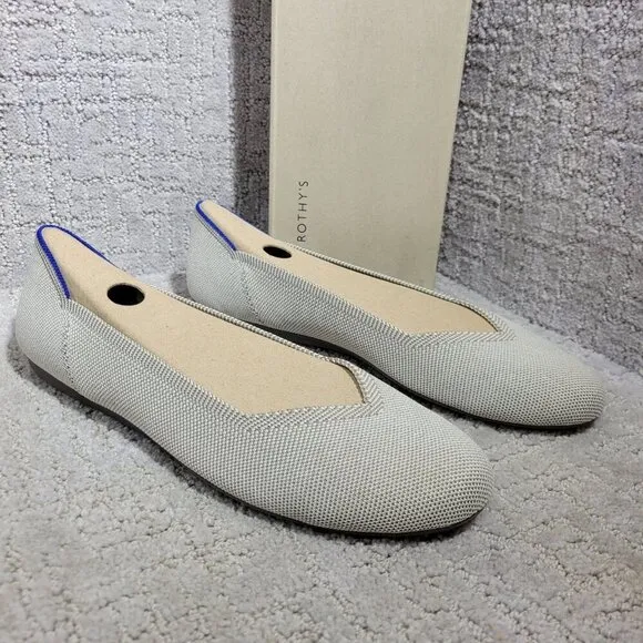 Rothys The Flat Beige Flax Birdseye Round Toe Slip on Shoes Multiple Sizes