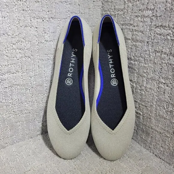 Rothys The Flat Beige Flax Birdseye Round Toe Slip on Shoes Multiple Sizes