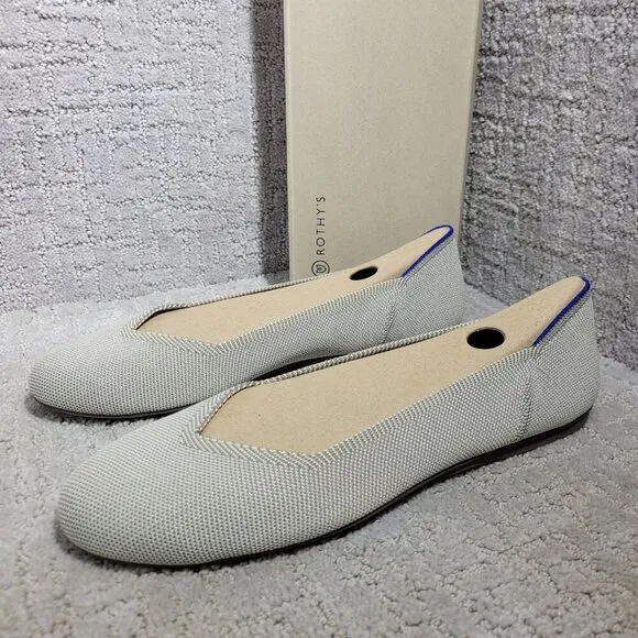 Rothys The Flat Beige Flax Birdseye Round Toe Slip on Shoes Multiple Sizes