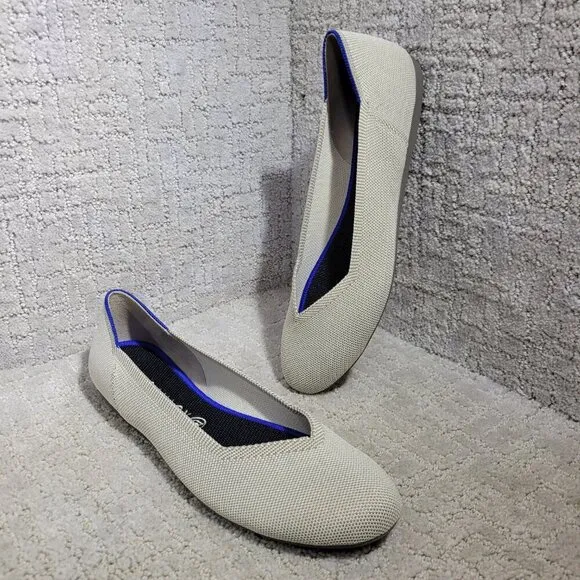 Rothys The Flat Beige Flax Birdseye Round Toe Slip on Shoes Multiple Sizes