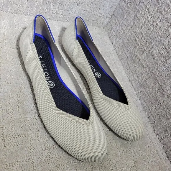 Rothys The Flat Beige Flax Birdseye Round Toe Slip on Shoes Multiple Sizes