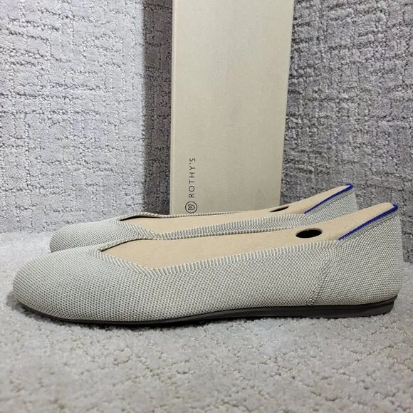 Rothys The Flat Beige Flax Birdseye Round Toe Slip on Shoes Multiple Sizes