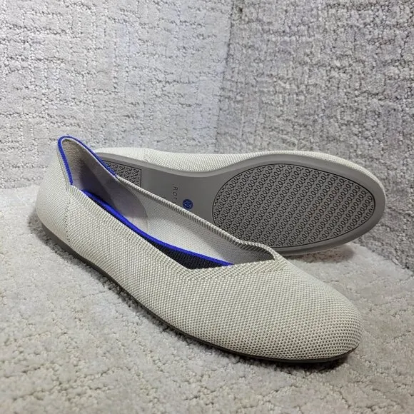 Rothys The Flat Beige Flax Birdseye Round Toe Slip on Shoes Multiple Sizes
