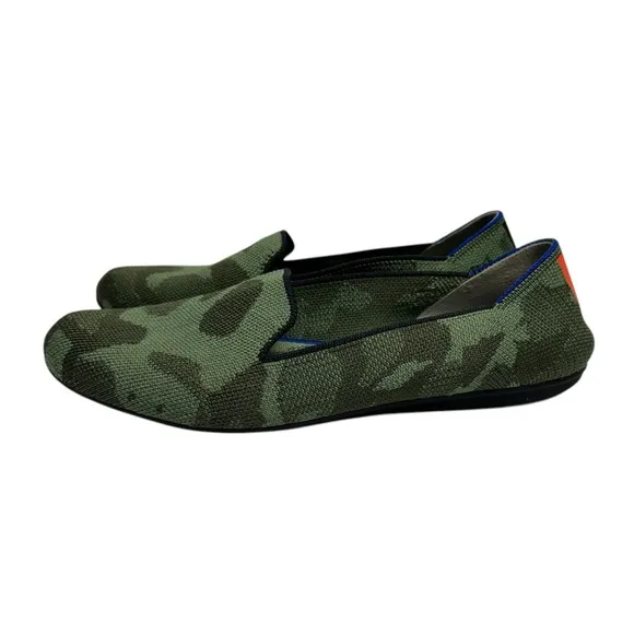 Rothy’s The Flat Olive Green Camo Round Toe Loafers Shoes Women’s Size 8.5 US