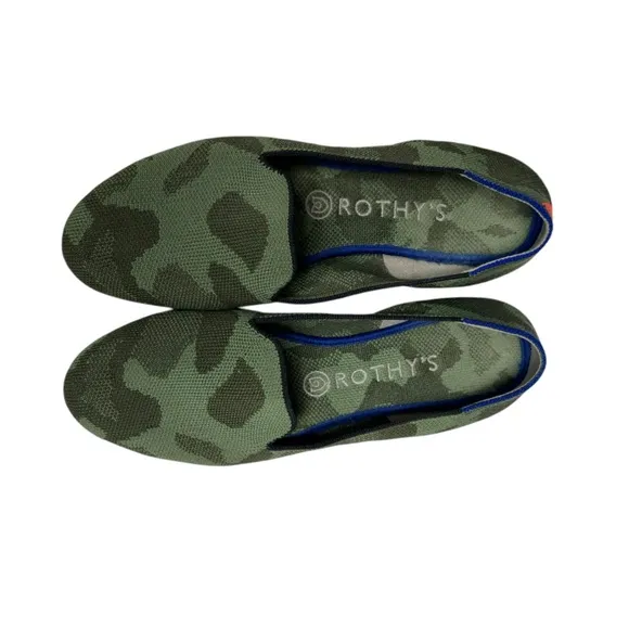 Rothy’s The Flat Olive Green Camo Round Toe Loafers Shoes Women’s Size 8.5 US