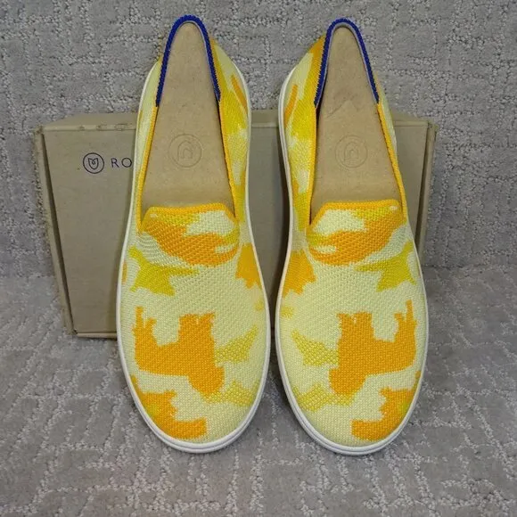 Rothys The Kids Sneaker Yellow Puppy Camo Slip On Shoes Kids Size 1-12-13