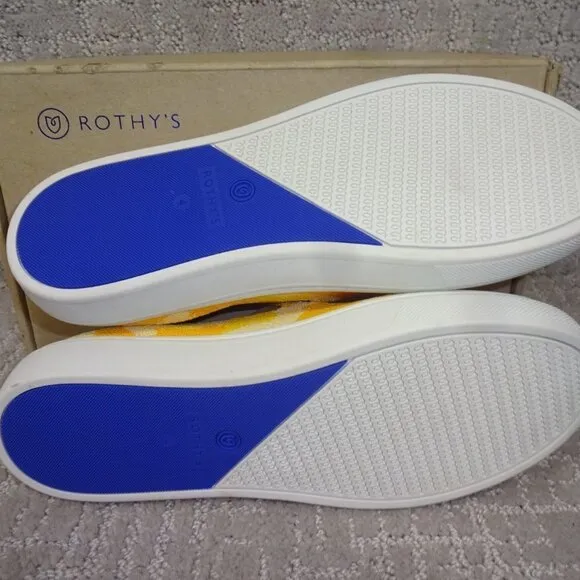 Rothys The Kids Sneaker Yellow Puppy Camo Slip On Shoes Kids Size 1-12-13