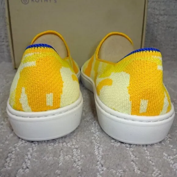 Rothys The Kids Sneaker Yellow Puppy Camo Slip On Shoes Kids Size 1-12-13