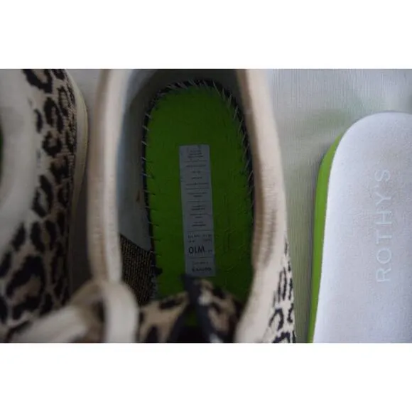 Rothy's The Lace Up Womens Size 10 Cheetah Casual Sneakers Shoes Animal Print