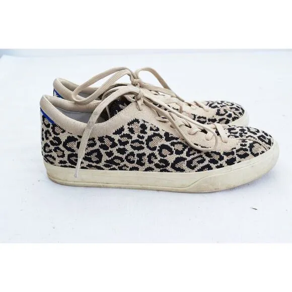 Rothy's The Lace Up Womens Size 10 Cheetah Casual Sneakers Shoes Animal Print