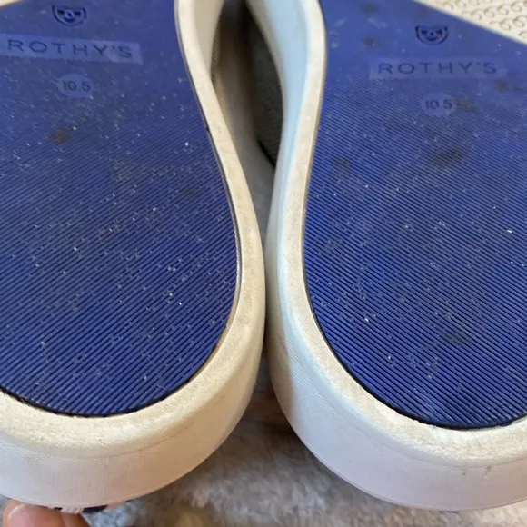 Rothy’s The Original slip on Anchor navy white sneakers Sz 10.5