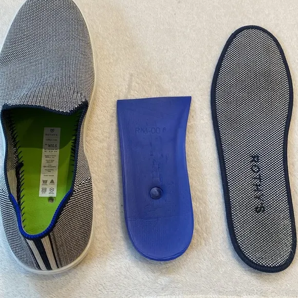 Rothy’s The Original slip on Anchor navy white sneakers Sz 10.5