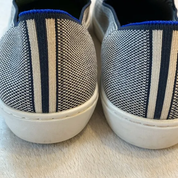 Rothy’s The Original slip on Anchor navy white sneakers Sz 10.5