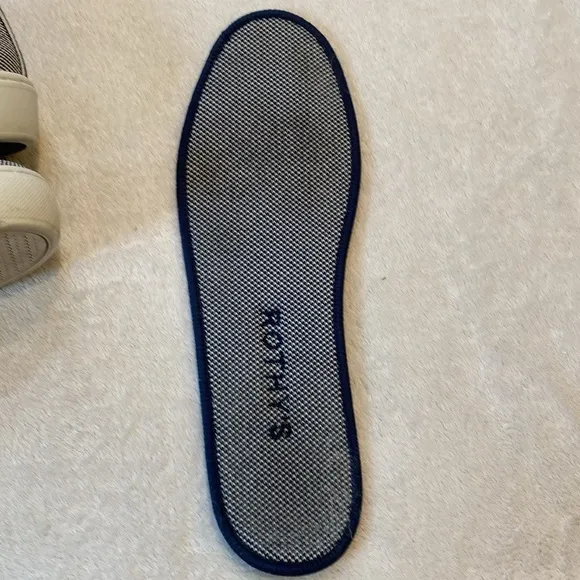 Rothy’s The Original slip on Anchor navy white sneakers Sz 10.5