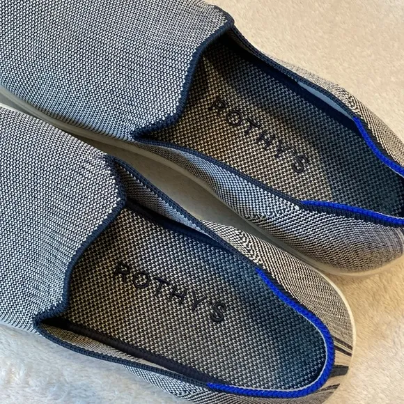 Rothy’s The Original slip on Anchor navy white sneakers Sz 10.5