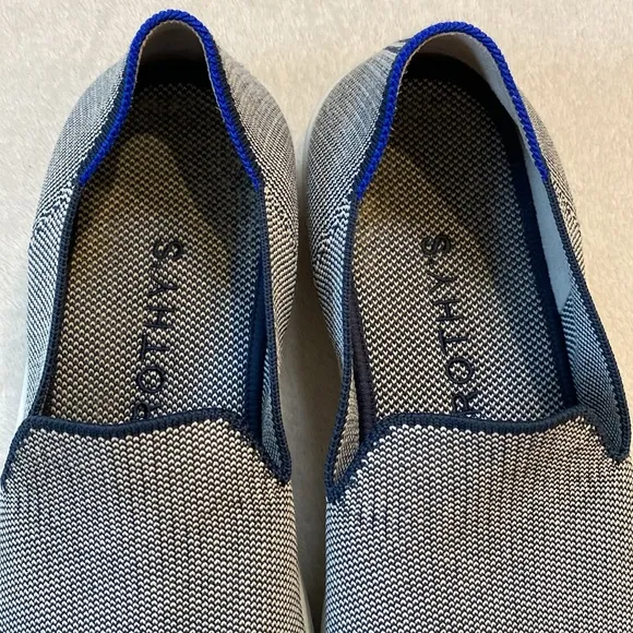 Rothy’s The Original slip on Anchor navy white sneakers Sz 10.5