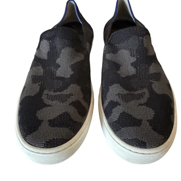 Rothy's The Original Slip On Sneakers Shoes Gray Black Camo Size 10.5