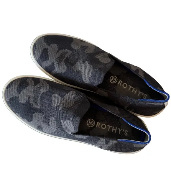 Rothy's The Original Slip On Sneakers Shoes Gray Black Camo Size 10.5
