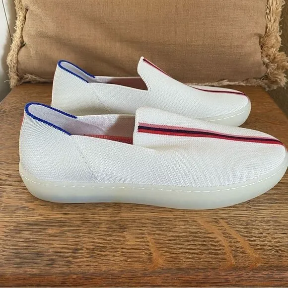 Rothy’s x Evian Collab White Slip-On Sneakers. Size 7.5. NWOT