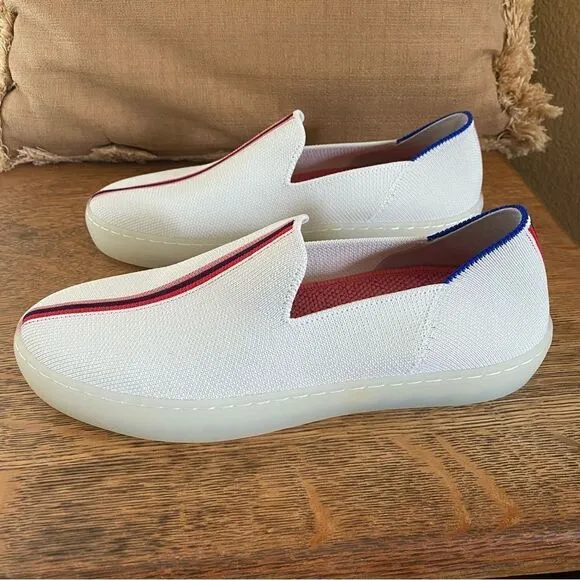 Rothy’s x Evian Collab White Slip-On Sneakers. Size 7.5. NWOT