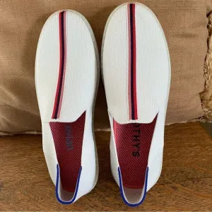 Rothy’s x Evian Collab White Slip-On Sneakers. Size 7.5. NWOT