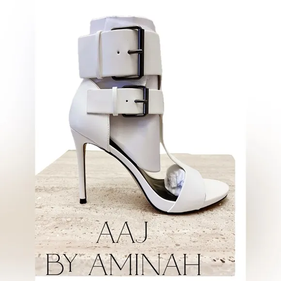 S12 Aaj-Aminah Womens Zahara Faux Leather Double Buckle T-Strap Sandal Size 6.5M