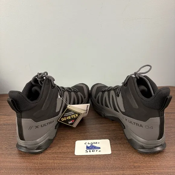 Salomon X Ultra 4 Mid GTX Hiking Boots Shoes Black Gray 413834 Men's Size 12.5