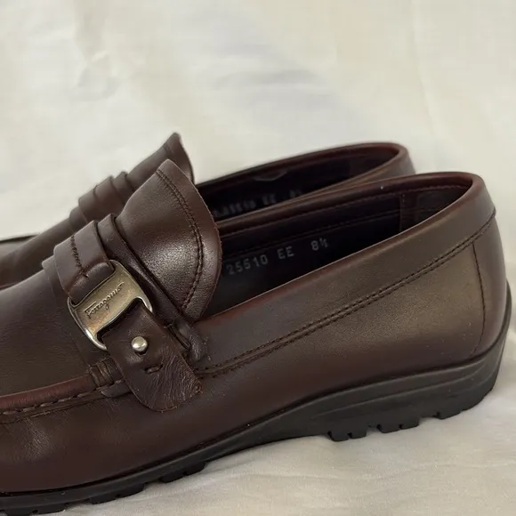 Salvatore Ferragamo Brown Leather Loafer Slip On Luxury Shoes Men’s 8.5