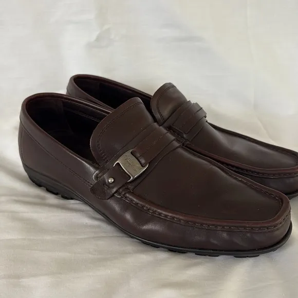 Salvatore Ferragamo Brown Leather Loafer Slip On Luxury Shoes Men’s 8.5