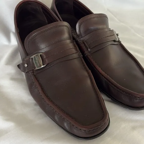 Salvatore Ferragamo Brown Leather Loafer Slip On Luxury Shoes Men’s 8.5