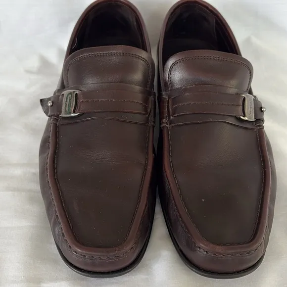 Salvatore Ferragamo Brown Leather Loafer Slip On Luxury Shoes Men’s 8.5