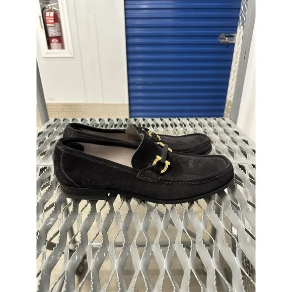 Salvatore Ferragamo Grandioso Dark Gray Suede Gancini‎ Bit Loafers Size 9.5E