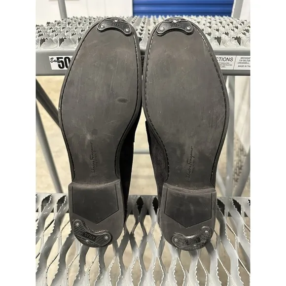 Salvatore Ferragamo Grandioso Dark Gray Suede Gancini‎ Bit Loafers Size 9.5E