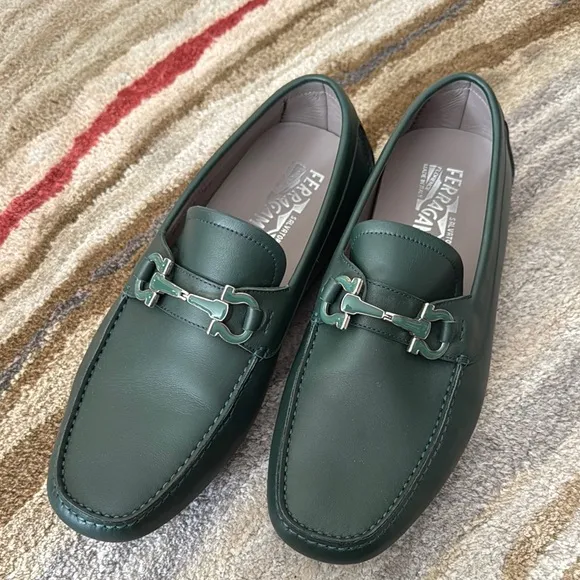 Salvatore Ferragamo Men's Green Loafers