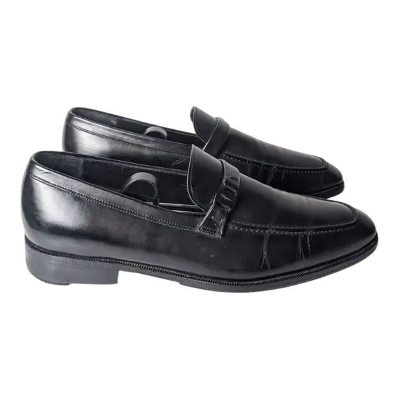 SALVATORE FERRAGAMO Black Leather Loafers Size 8EE