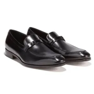 SALVATORE FERRAGAMO Black Leather Loafers Size 8EE