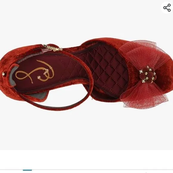 Sam Edelman Deep Cherry Velvet Ankle Strap Heels Size 6 Women’s Shoes