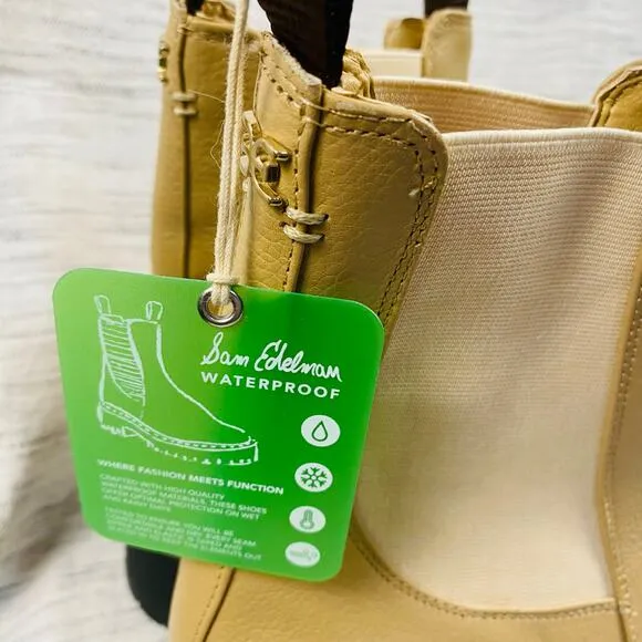 Sam Edelman Laguna Chelsea Boots Waterproof Lug Sole Beige Tan Size 10.5 NWT