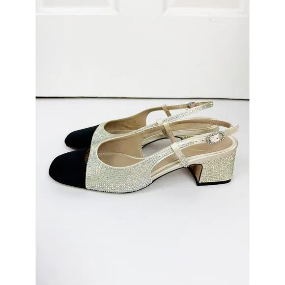 SAM EDELMAN TARRA GLITZ SLINGBACK SHOES