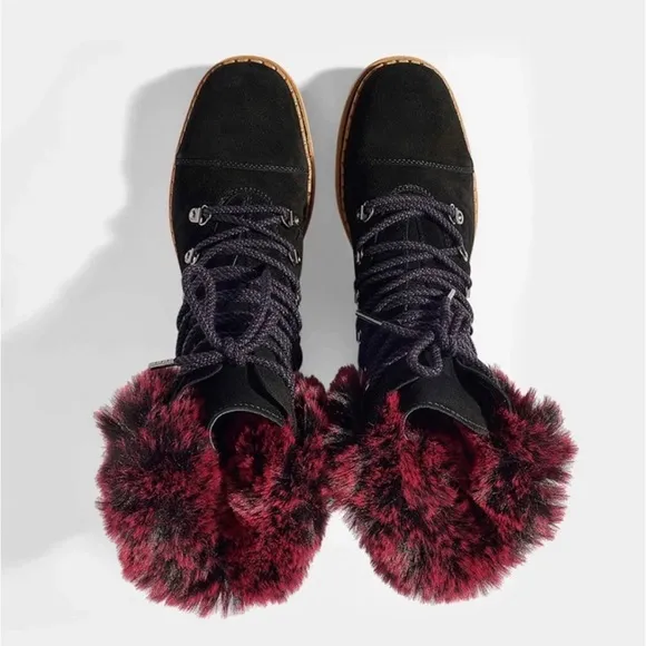 Sam Edelman Women’s Bowen Hiking Boots in Black/Raspberry Wine
