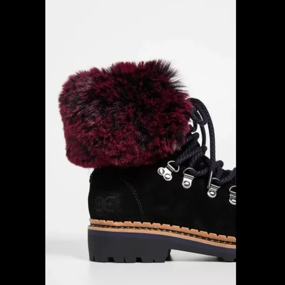 Sam Edelman Women’s Bowen Hiking Boots in Black/Raspberry Wine