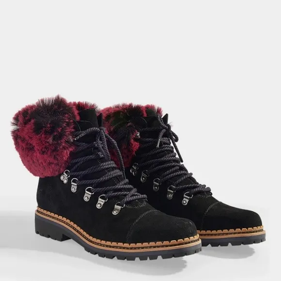 Sam Edelman Women’s Bowen Hiking Boots in Black/Raspberry Wine