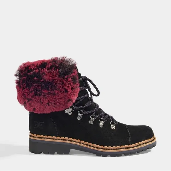 Sam Edelman Women’s Bowen Hiking Boots in Black/Raspberry Wine