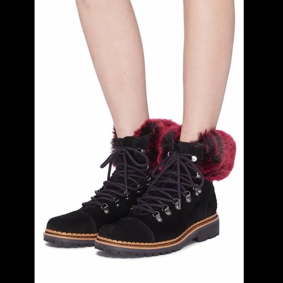 Sam Edelman Women’s Bowen Hiking Boots in Black/Raspberry Wine