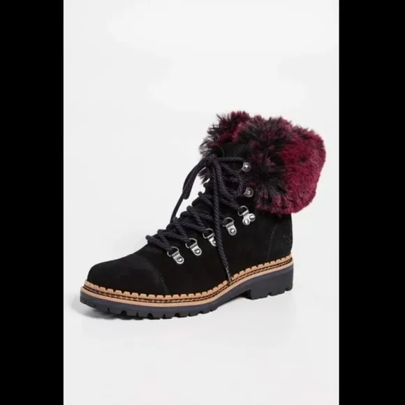 Sam Edelman Women’s Bowen Hiking Boots in Black/Raspberry Wine