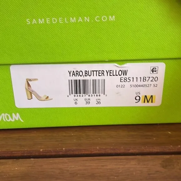 Sam Edelman Yaro Ankle Strap Sandal Butter Yellow Size 9
