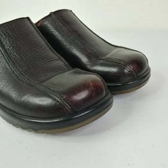 Sanita Women’s Clogs Dark Brown Size EUR 39 Leather Slip On Shoes Slides US 8