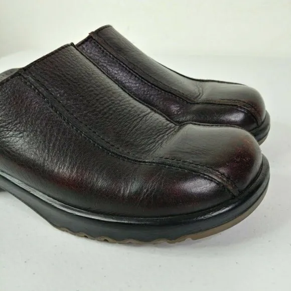 Sanita Women’s Clogs Dark Brown Size EUR 39 Leather Slip On Shoes Slides US 8